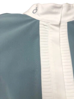 Cavalleria Toscana Pleated Shirt Short Sleeve -Horseback Riding Clothing Store pleated jersey ss teal front detail CAD153 JE022 5900 CT 99334.1670880204