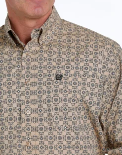Men's Cinch Khaki Geo Print Shirt Long Sleeve 8 Men's Cinch Khaki Geo Print Shirt Long Sleeve -Horseback Riding Clothing Store print shirt ls khaki detail MTW1105532 cinch 59727.1677603793