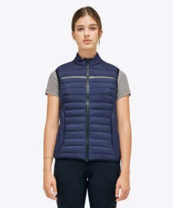 Cavalleria Toscana Team Puffer Vest -Horseback Riding Clothing Store puffer vest smoky blue front GLD266 NY092 7E00 CT 65007.1675967382