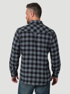 Men's Wrangler Black Buffalo Plaid Shirt -Horseback Riding Clothing Store retro buffalo plaid black back 112330472 wrangler 62049.1689457987