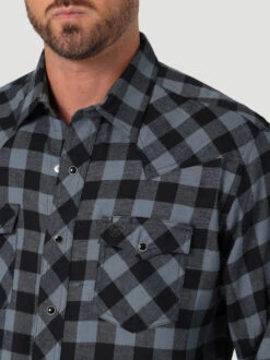 Men's Wrangler Black Buffalo Plaid Shirt -Horseback Riding Clothing Store retro buffalo plaid black detail 112330472 wrangler 45917.1689457985