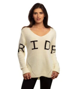 Goode Rider RIDE Sweater -Horseback Riding Clothing Store ride sweater ivory front 19037 3710 goode rider 05016.1665773750