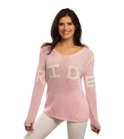 Goode Rider RIDE Lightweight Sweater 9 Goode Rider RIDE Lightweight Sweater -Horseback Riding Clothing Store ride sweater pink front 19038 3719 goode rider 23064.1665774425