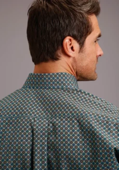 Stetson Ring Geo Print Shirt -Horseback Riding Clothing Store ring geo print shirt green back 1100105267005 stetson 50212.1605309397