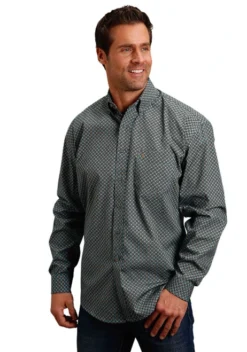 Stetson Ring Geo Print Shirt -Horseback Riding Clothing Store ring geo print shirt green front 1100105267005 stetson 29247.1605309399