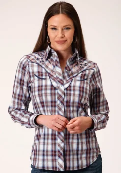 Roper Plaid Embroidered Yoke Shirt -Horseback Riding Clothing Store roper plaid embroid yoke ls wine front 0105000242005 karman 23154.1678151867