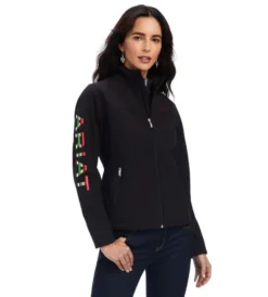 Ariat Rosas Team Softshell Jacket -Horseback Riding Clothing Store rosas team softshell black front 10042115 ariat 77684.1661622300