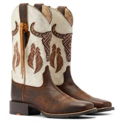 Ariat Round Up Southwest StretchFit Western Boot -Horseback Riding Clothing Store round up sw stretchfit brown.wh hero 10044434 ariat 18143.1677192558