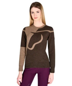 Vestrum San Cassiano Crew Neck Sweater -Horseback Riding Clothing Store san cassiano crewneck tan brown front W5087 50015 59 vestrum 61032.1666402178
