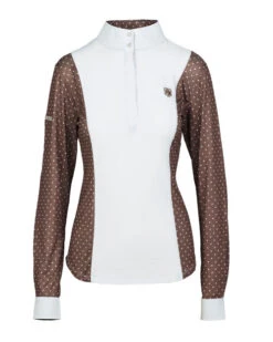 Romfh Schuyler Show Shirt Long Sleeve -Horseback Riding Clothing Store schuyler show shirt LS white toffee dot collar closed 470694 romfh 90829.1653608373