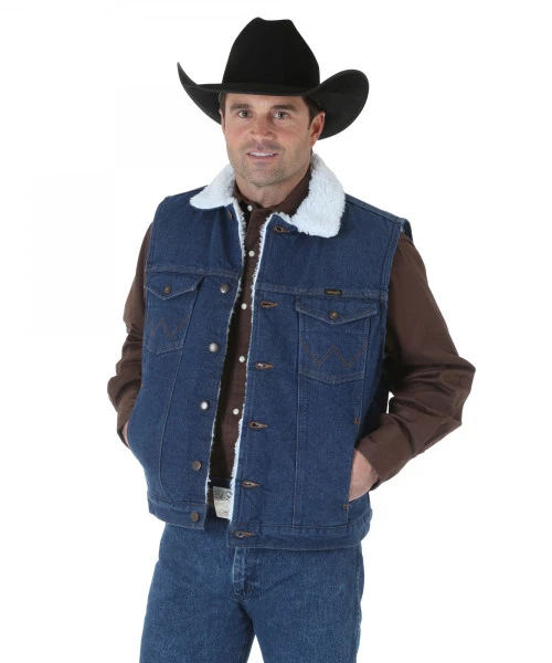 Men's Wrangler Sherpa Denim Vest 2 Men's Wrangler Sherpa Denim Vest - Image 2