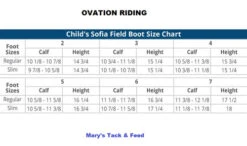 Ovation Child's Sofia Field Boot -Horseback Riding Clothing Store size chart kids sofia nogrip field boot 471003 ovation 64876.1624655096