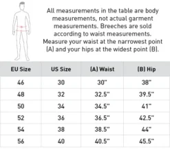 Men's B Vertigo Damien Breeches Knee Patch -Horseback Riding Clothing Store size chart measuring men horze 90442.1652824770