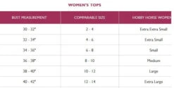 Hobby Horse Jeanee Show Blouse -Horseback Riding Clothing Store size chart tops hobby horse 10404.1583792463