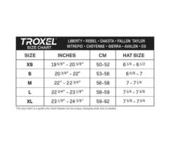 Troxel ES Helmet -Horseback Riding Clothing Store size chart troxel 11999.1598911915