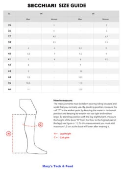 Secchiari Classic Field Boots -Horseback Riding Clothing Store size guide secchiari boots 21367.1642365691