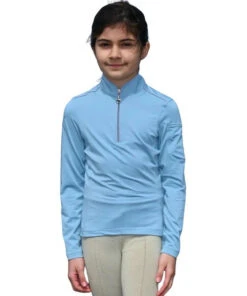 Girls Chestnut Bay SkyCool Shirt Long Sleeve -Horseback Riding Clothing Store skycool shirt LS silver blue chestnut bay 93562.1670692871