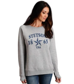 Stetson Oversize Sweatshirt -Horseback Riding Clothing Store stetson oversize sweatshirt grey front 1109805627095 stetson 25912.1661996429