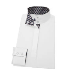 Essex Classics Talent Yarn Shirt Straight Collar -Horseback Riding Clothing Store straight collar LS horses navy ESL24W1 essex 30306.1660254604