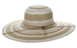 Capelli Yuri Striped Toyo Straw Hat 5 Capelli Yuri Striped Toyo Straw Hat -Horseback Riding Clothing Store striped wide brim sun hat back CSW421 WHITE capelli 14712.1691342700