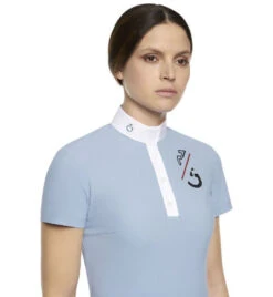 Cavalleria Toscana CT Team Red Stripe Polo -Horseback Riding Clothing Store team comp polo ss lt blue closeup POD274 JE022 7C00 CT 12262.1640128193
