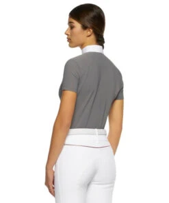 Cavalleria Toscana CT Team Red Stripe Polo -Horseback Riding Clothing Store team compet polo ss grey back POD274 JE022 8980 CT 45007.1640128178