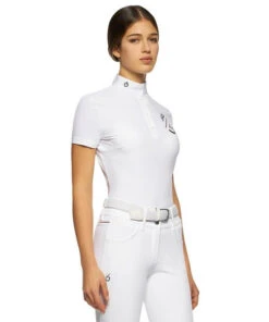 Cavalleria Toscana CT Team Red Stripe Polo -Horseback Riding Clothing Store team compet polo ss white side POD274 JE022 0001 CT 97725.1640128184