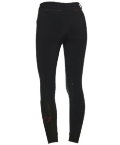 Cavalleria Toscana Team Red Stripe Knee Grip Breeches -Horseback Riding Clothing Store team red stripe breech black back PAD160 JE010 9999 CT 91249.1639868900