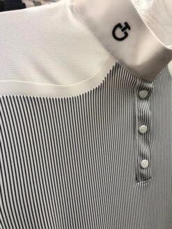 Cavalleria Toscana Tech Piqué Polo Short Sleeve -Horseback Riding Clothing Store tech pique polo SS blk wht shoulder POD351 PA005 CT 56744.1688778935