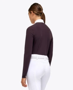 Cavalleria Toscana Tech Pique Show Polo Long Sleeve -Horseback Riding Clothing Store tech pique polo ls dk.purp back POD313 JE022 3A00 cavalleria toscana 03047.1664131251