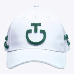Cavalleria Toscana Tufted Stitch Cap -Horseback Riding Clothing Store tuffed stitch cap white green front CPU025 GA025 015L cavalleria toscana 10822.1678573894