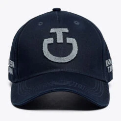 Cavalleria Toscana Tufted Stitch Cap -Horseback Riding Clothing Store tufted stitch cap navy front CPU023 GA002 7901 CT 01207.1678573790