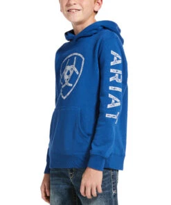 Ariat Youth Classic Logo Hoodie -Horseback Riding Clothing Store youth logo hoodie cobalt front 10033033 ariat 03413.1603480622