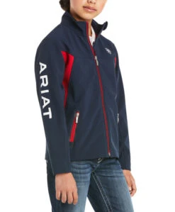 Ariat Youth New Team Softshell Jacket -Horseback Riding Clothing Store youth team softshell navy side 10019268 ariat 34432.1641431252