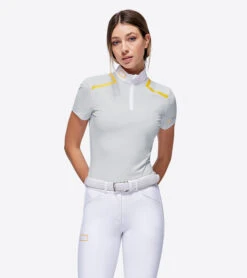 RG Zip Competition Polo Short Sleeve -Horseback Riding Clothing Store zip competition polo ss lt.grey front POW002 JS007 8100 cavalleria toscana 30254.1670380469